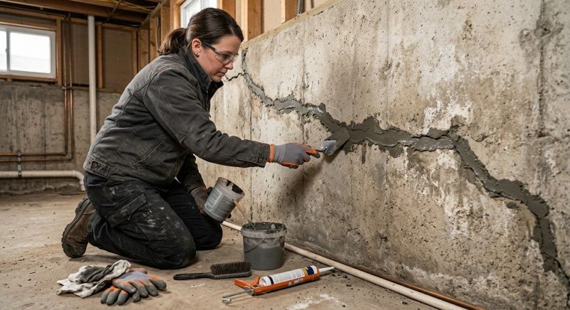 Cracked Basement Floor Repair in Hastings, MI